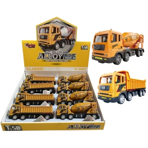 Vardem Sürtmeli Metal 1:50 Sarı Beton Mikseri ve Hafriyat Kamyonu