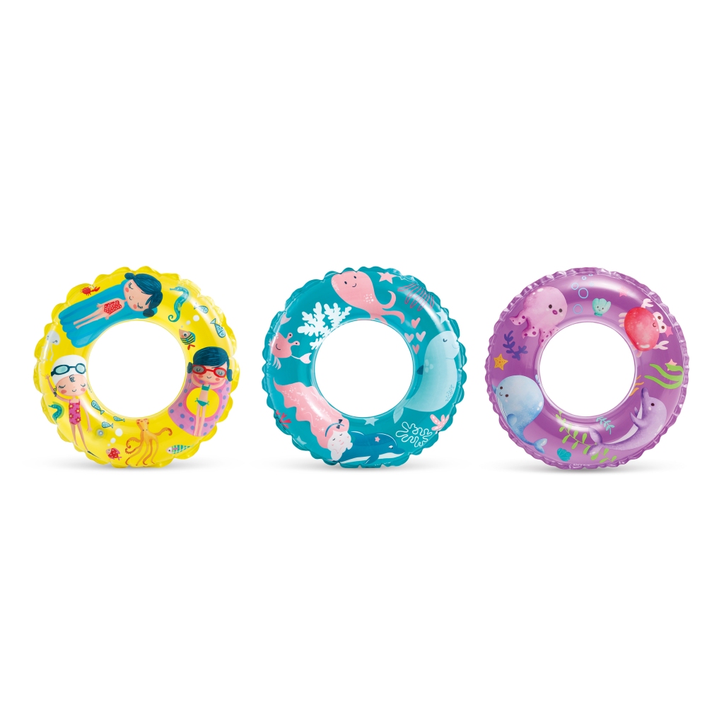 Intex Şeffaf Baskılı Simit 61 cm. 3 Asorti  (6-10 Yaş)
