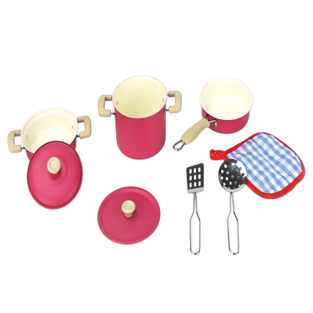 Vardem 8 Parça Pembe Emaye Tencere Tava Seti