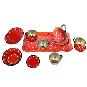 Vardem 14 Parça Puantiye'li Renkli Metal Çay Set