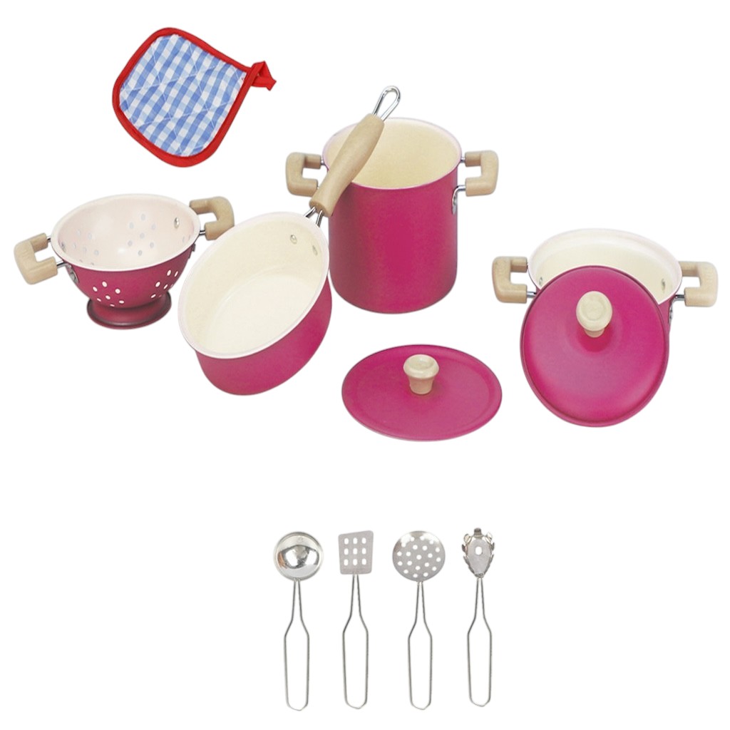 Vardem 11 Parça Pembe Emaye Tencere Tava Seti