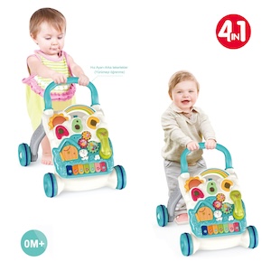 Vardem Piyanolu 4in1 Bebek Yürüteci (Turkuaz Renk)