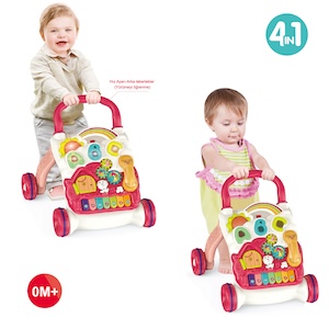 Vardem Piyanolu 4in1 Bebek Yürüteci (Pembe Renk)