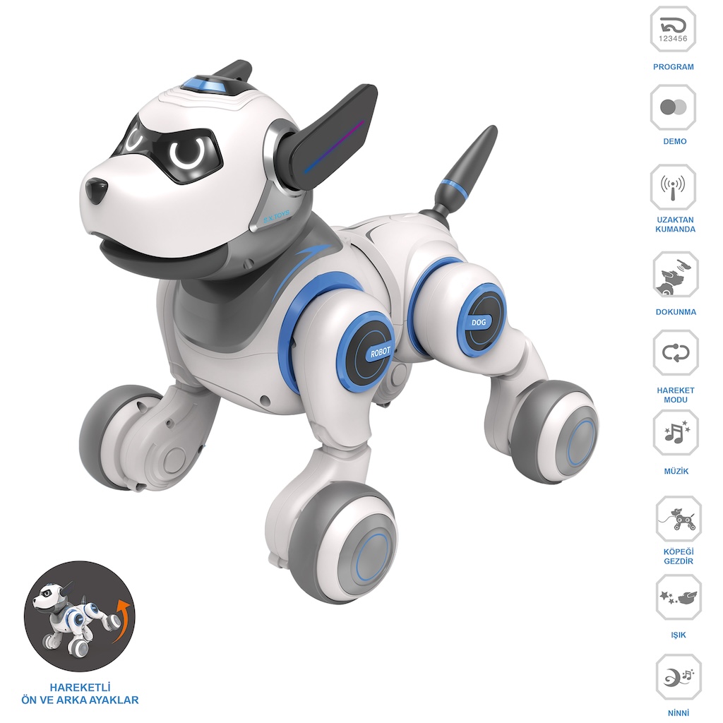 Vardem Kutulu Uzaktan Kumandalı Full Fonksiyon Şarjlı Işıklı, Müzikli İnteraktif Robot Köpek