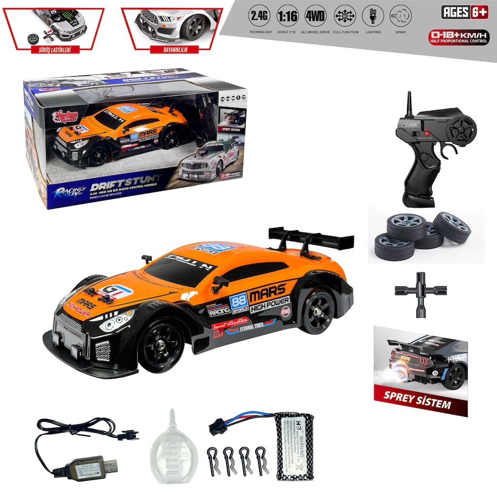 Vardem Uzaktan Kumandalı Full Fonksiyon 2.4G Şarjlı 1:16 4x4 Drift Araba (Işıklı ve Buharlı) Sky
