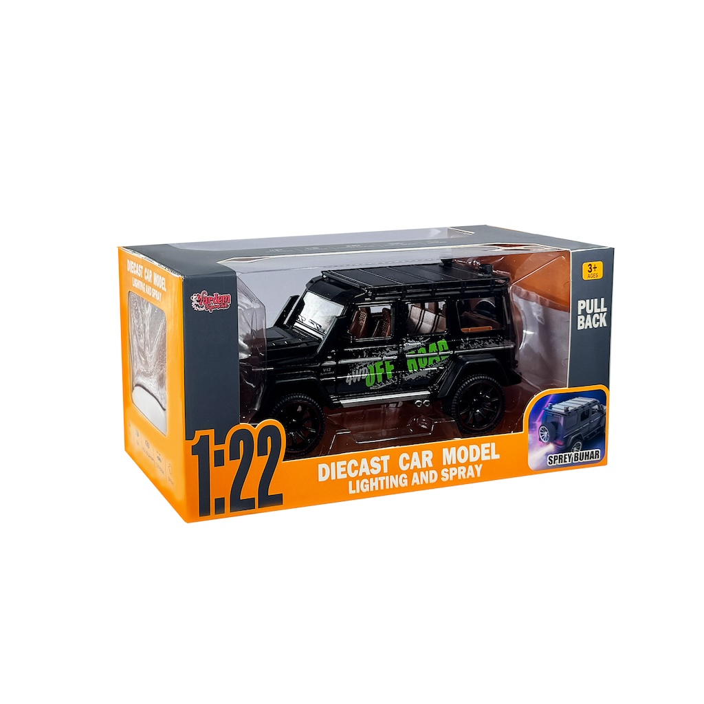 Vardem Kutulu Çek Bırak 1:22 Sesli ve Işıklı Buhar Çıkartan Metal Jeep