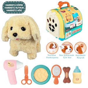 Vardem Taşıma Çantalı Hareketli Pilli Köpek Set (Pet Shop)