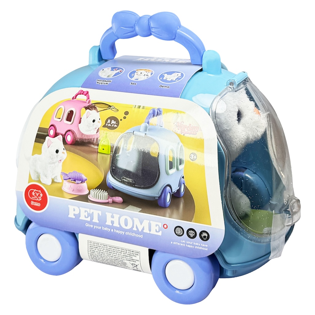 Vardem Taşıma Araba Çantalı Hareketli Pilli Kedi Set