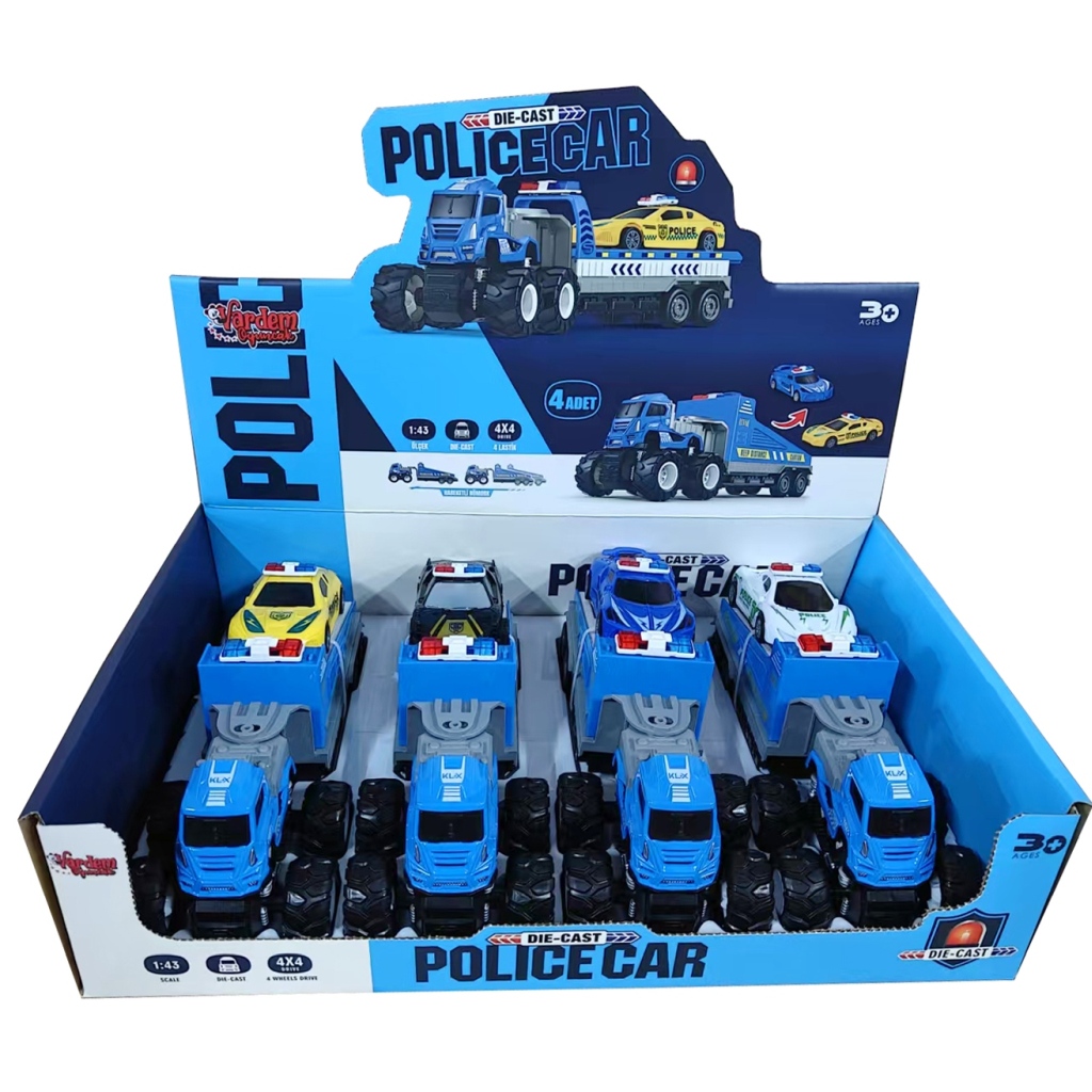 Vardem Sürtmeli Die-Cast 4X4 Polis Araçları Taşıyan Tır