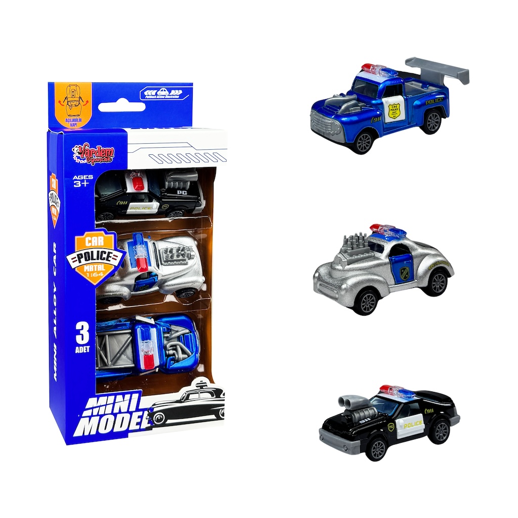 Vardem 3 Parça Çek Bırak Mini Model Metal Clasic Araba 1:64