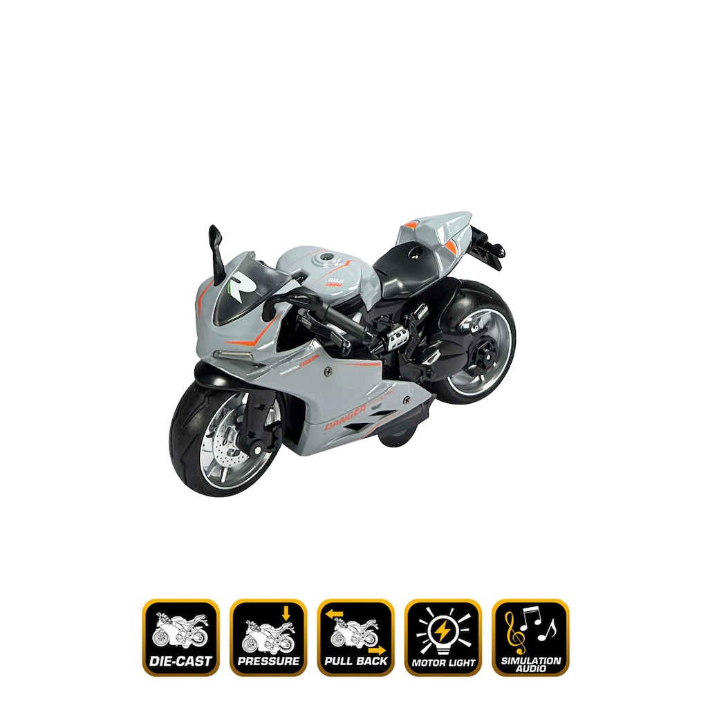 Vardem Çek Bırak Sesli ve Işıklı 1:12 Die-Cast Clasic Spor Motosiklet
