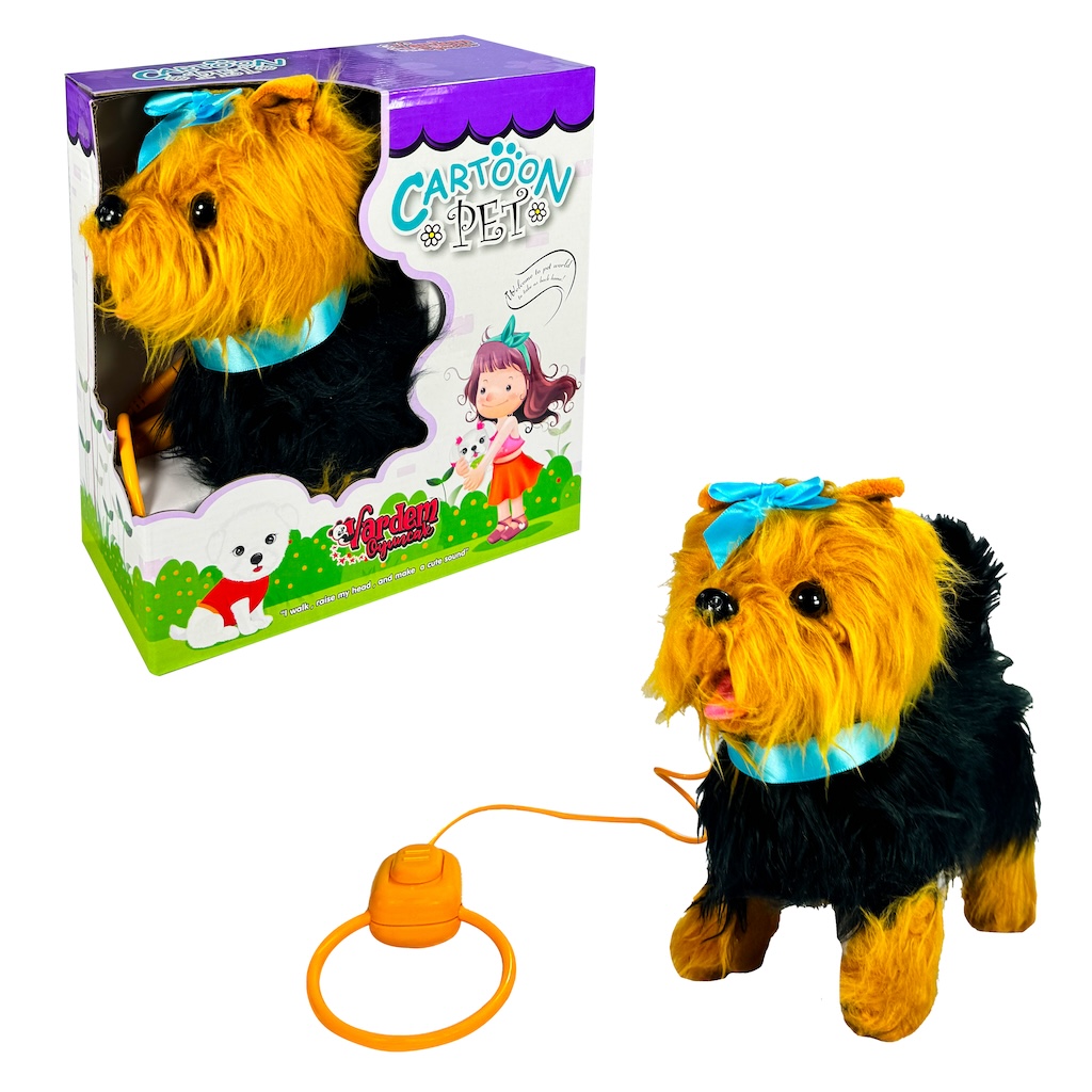 Vardem Peluş Tasmalı Yürüyen Mavi Fiyonklu Köpek