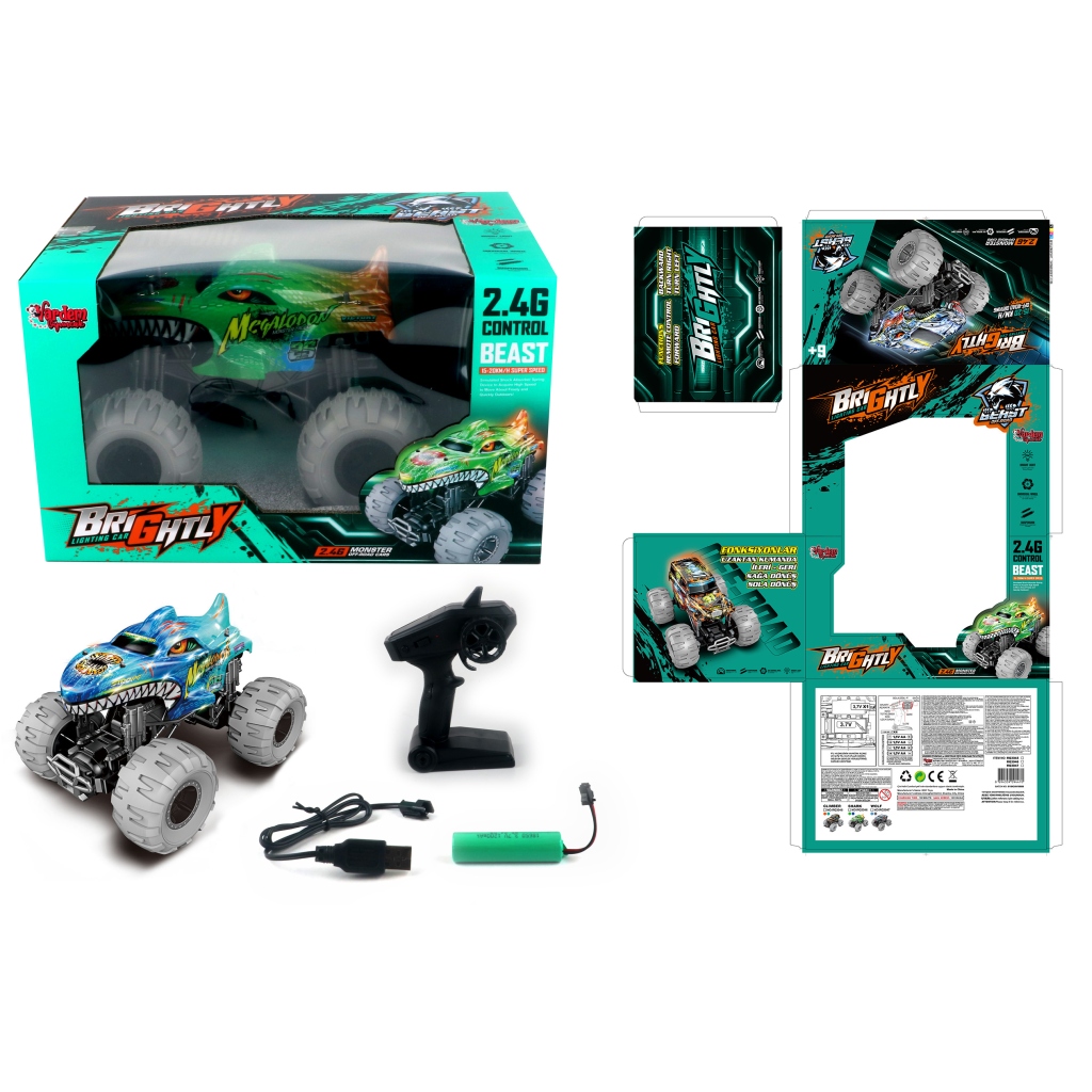 Vardem Uzaktan Kumandalı Full Fonksiyon Şarjlı 2.4G Işıklı Off-Road Canavar Araba