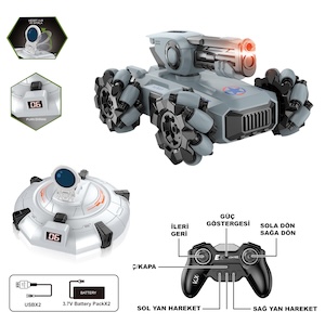 Vardem Uzaktan Kumandalı Full Fonksiyon Şarjlı 2.4G Ufo Avcısı Akrobatik Tank Araba