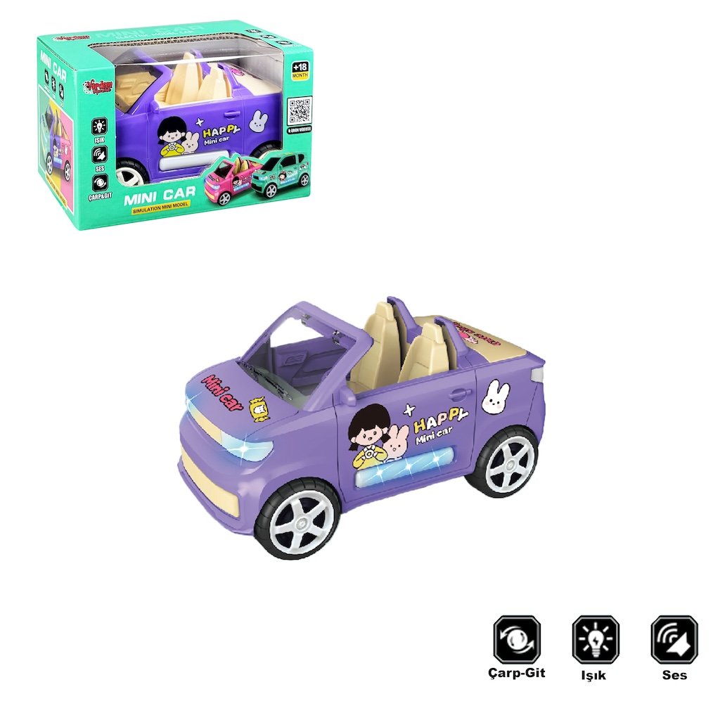 Vardem Kutulu Işıklı Müzikli Çarp Dön Üstü Açık Renkli Araba