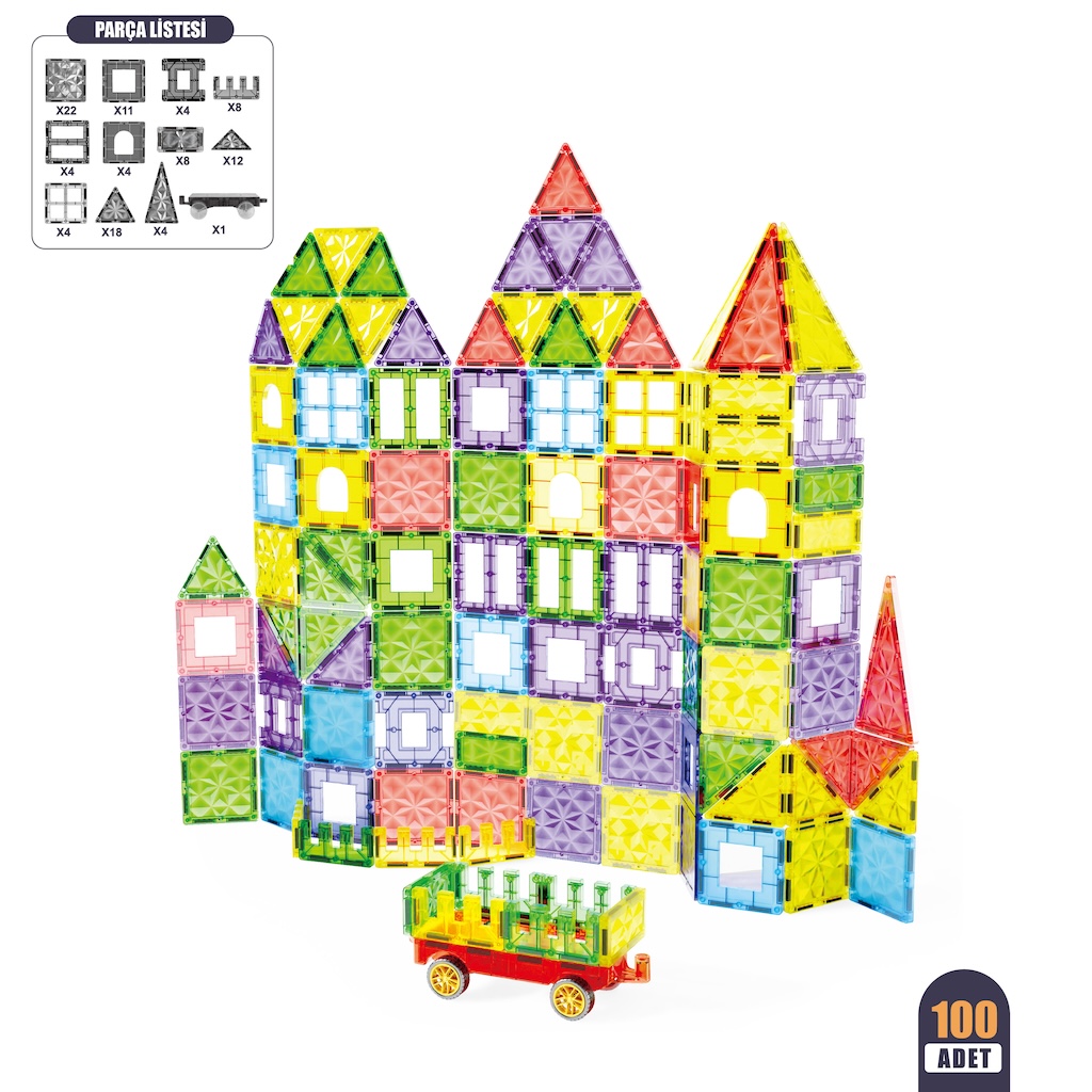 Vardem 100 Parça 7,5 Cm Manyetik Yapı Blokları