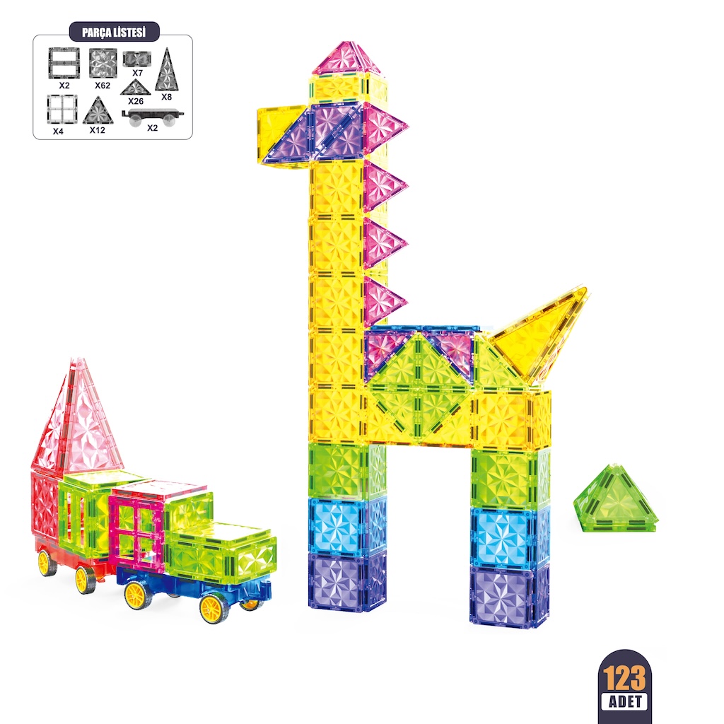 Vardem 123 Parça 7,5 Cm Manyetik Yapı Blokları