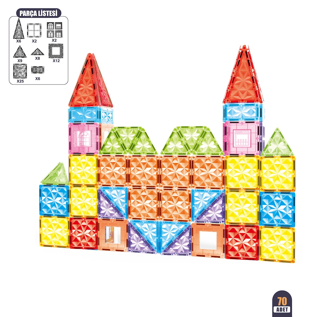 Vardem 70 Parça 7,5 Cm Manyetik Yapı Blokları