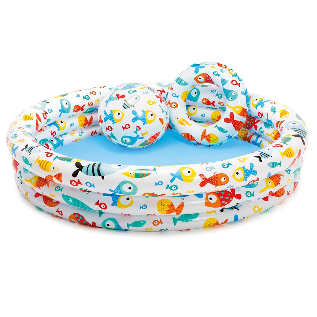 Intex Balık Desenli Akvaryum Havuz Set132x28 cm. (51 cm. Top, Simit)