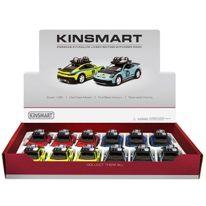 Kinsmart Çek Bırak Porsche 911 Rallye  W/ Roof rack (Livery Edition)