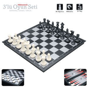 Vardem Mıknatıslı Katlanabilir Kutulu Dama, Tavla ve Satranç Seti